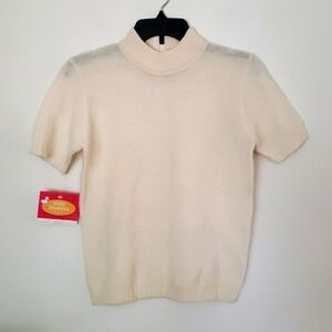 Pendleton Virgin Wool Short Sleeve Mock Neck Sweater with Zipper Detail